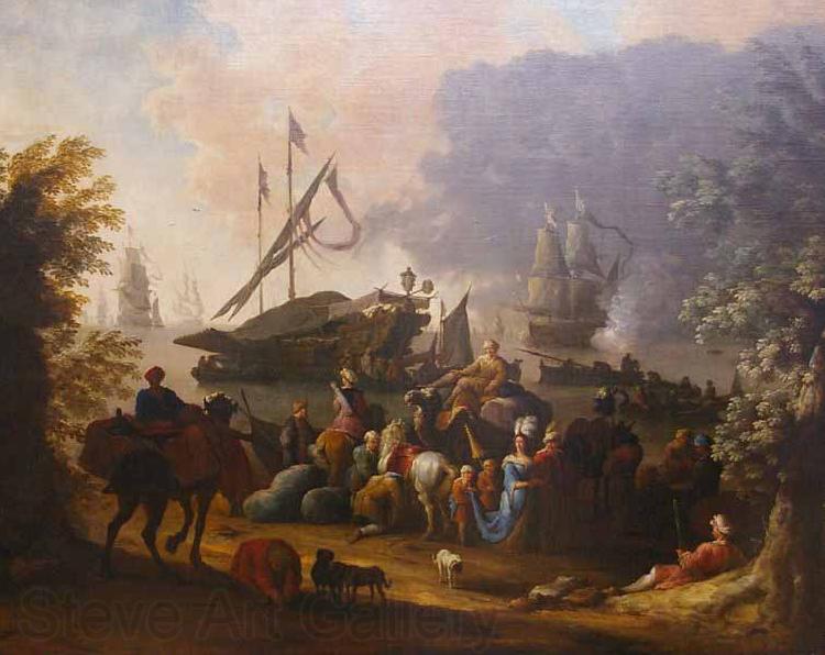 Jan Baptiste Vanmour View of a Mediterranean Port. Spain oil painting art